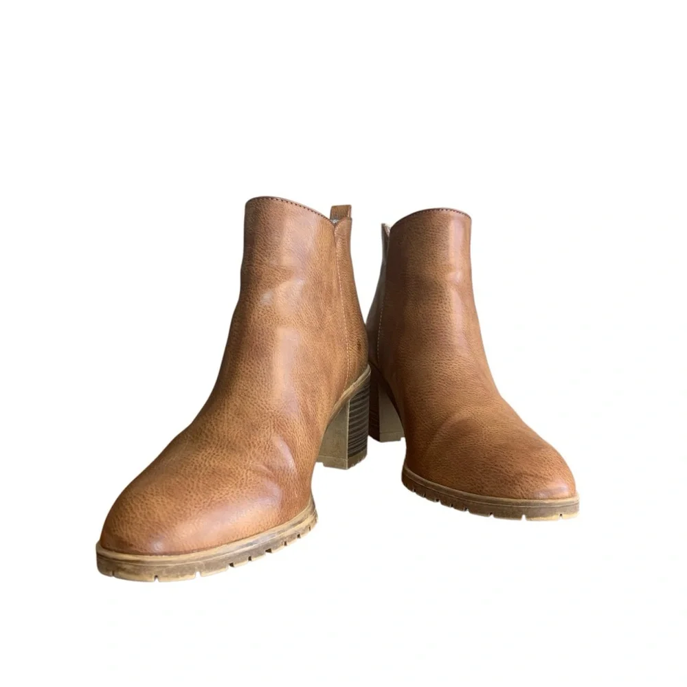 Life Stride Michelle Whiskey Brown Booties Ankle Boots Water Resistant Size 9.5M - Picture 3 of 6